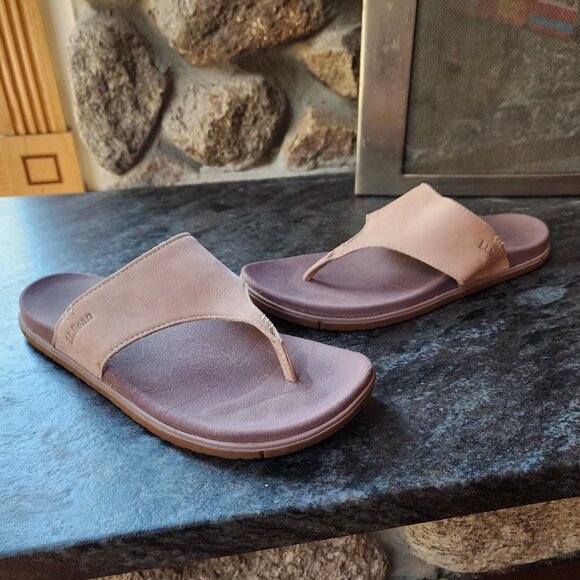 L.L. Bean Tan Suede Flip Flop Thong Sandals Size 10 - Picture 6 of 15